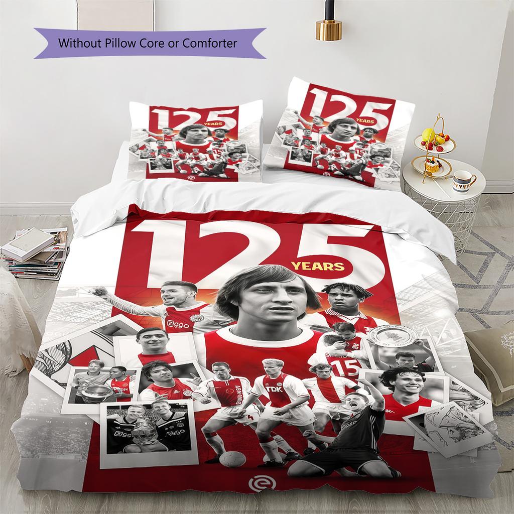 AFC Ajax Pattern Bedding Quilt Set Quilt Cover Pillowcase Home Decoration Birthday Gift (1 * duvet cover + 2 * pillowcase, without core)