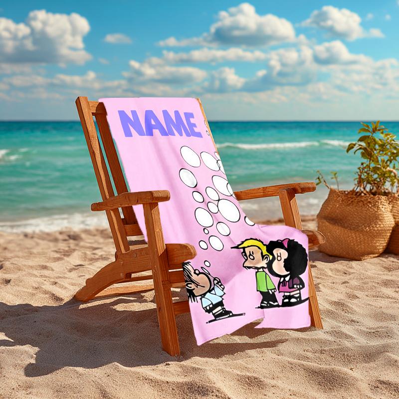 Personalized customized proof beach towel with Mafalda pattern - soft, absorbent,quick-drying,perfect swimming,camping&bathing