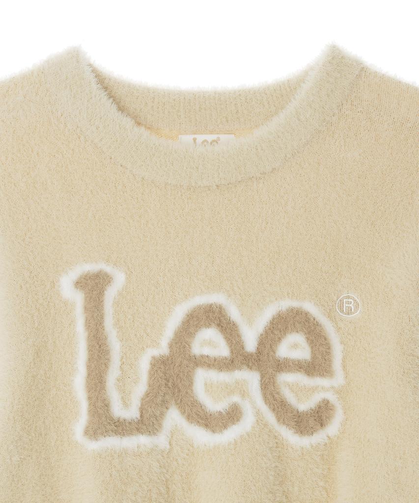 LEE Women'S Round Neck Hairy Logo Knit Sand Beige
