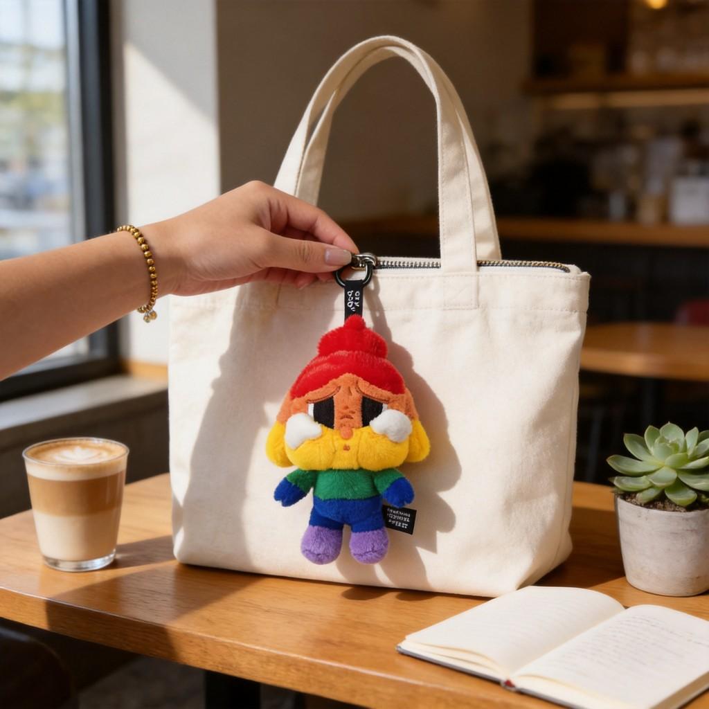 Crybaby Cheer Up Baby Series Rainbow Plush Keychain Soft Short Fur Animal Charm For Kids