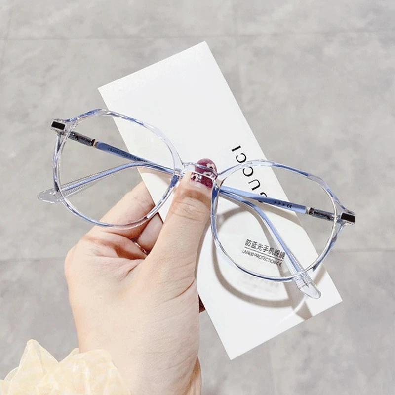 Computer Plano Reading Glasses Frame for Women Men Anti Blue Light Round Eyewear Blocking Eyeglasses Optical Polygon Spectacle