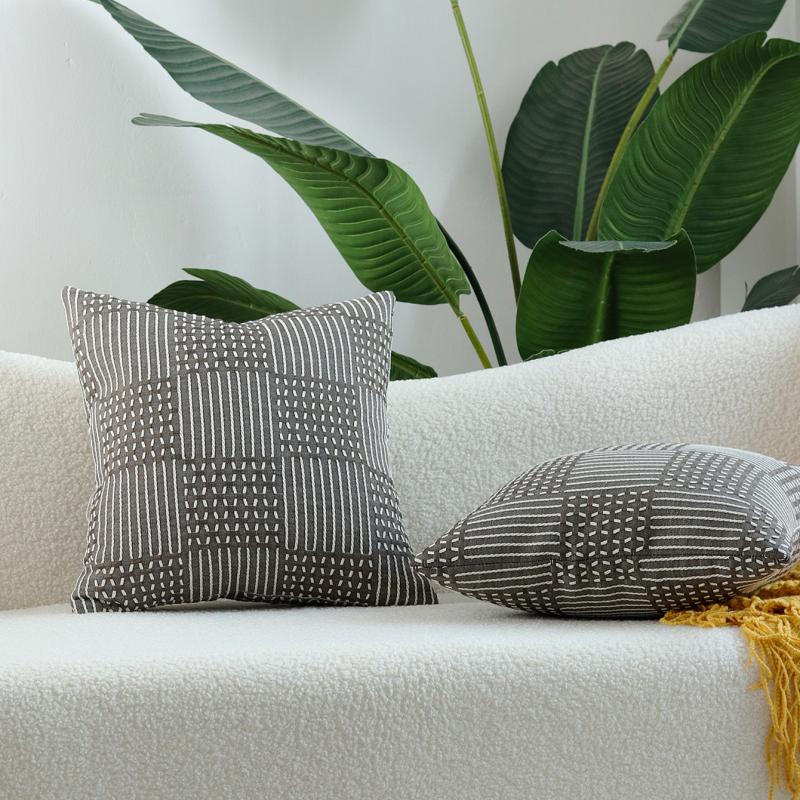 45X45Cm Single Pillowcase Without Core Simple Modern Geometric Pattern Cotton Thread Woven Jacquard Pillowcase Single Pillowcase Without Core