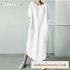 JPNTKY Fashion Summer Spring Solid Color Print  O-Neck Short Sleeve Casual Dresses