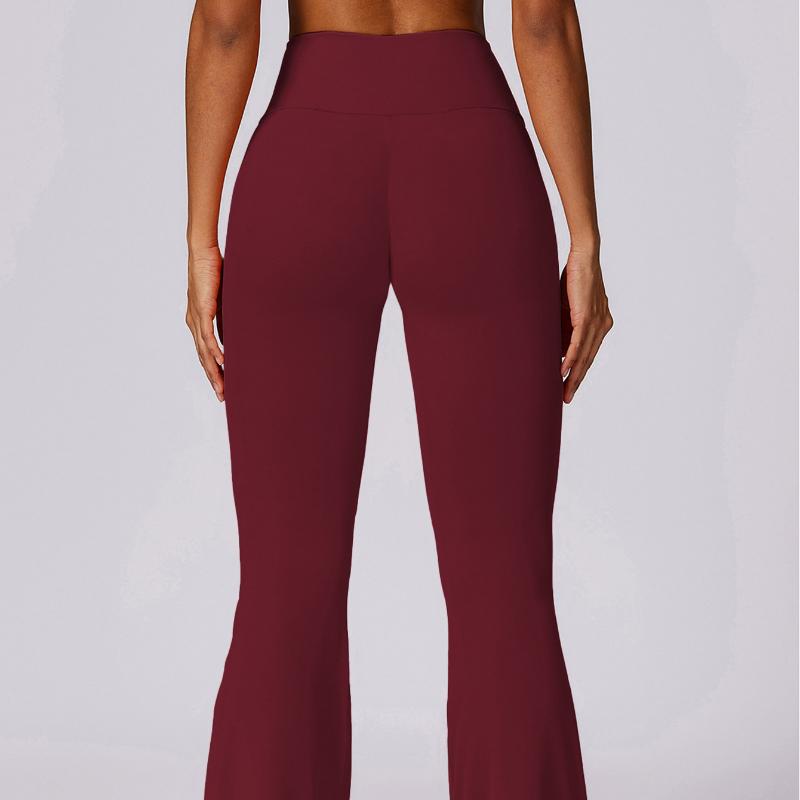 Pantaloni de yoga sexy nude cu talie încrucișată, subțiri, cu talie înaltă, cu ridicare a șoldurilor, sport fitness, evazați, pentru femei