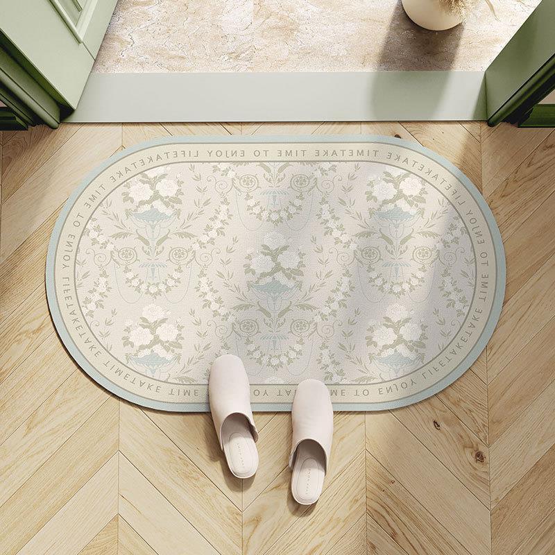 Leichter Luxus Europäische Blume Badezimmer Saugfähige Bodenmatte Weiche Kieselgur Toilette WC Bodenmatte Badtürmatte