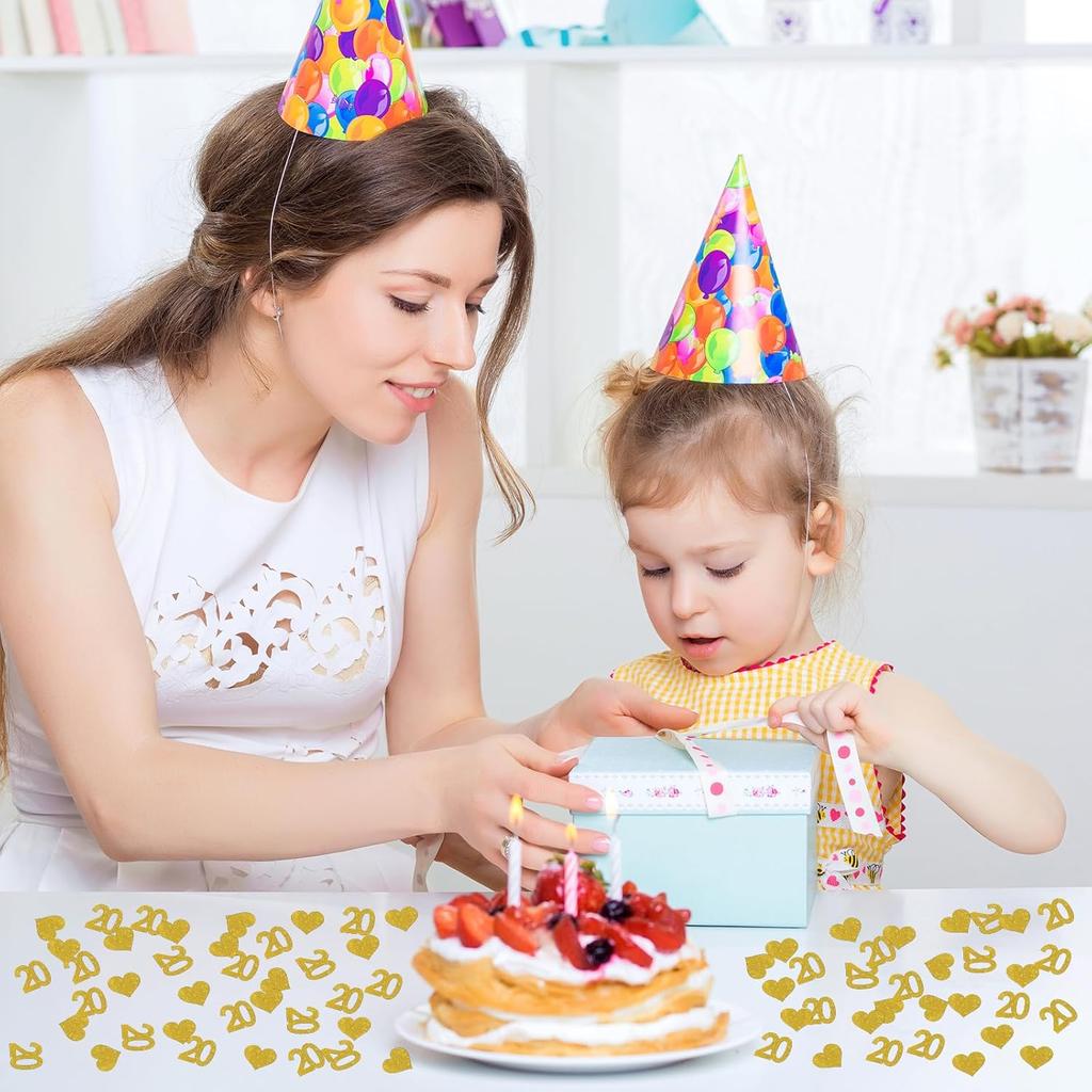 INNORU Number 20 Confetti Gold Glitter, Happy 20th Birthday Table Confetti, Twenty Years Paper Scatter, 20th Anniversary Cheers To 20 Years Party