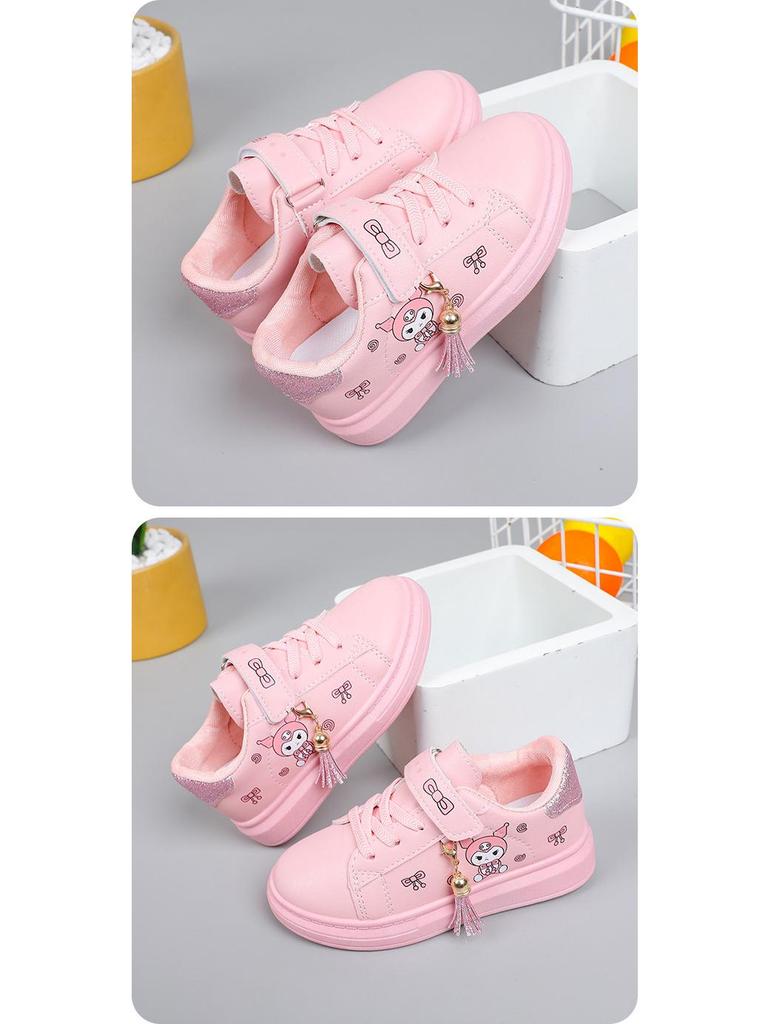 Girls' Soft Sole Waterproof Leather Sneakers - New for Spring/Autumn 2025, Non-Slip Running Shoes