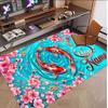 Koi Fish Theme Soft Crystal Velvet Rug Custom Name & Text Print Non Slip Floor Rug for Bedroom Living Room