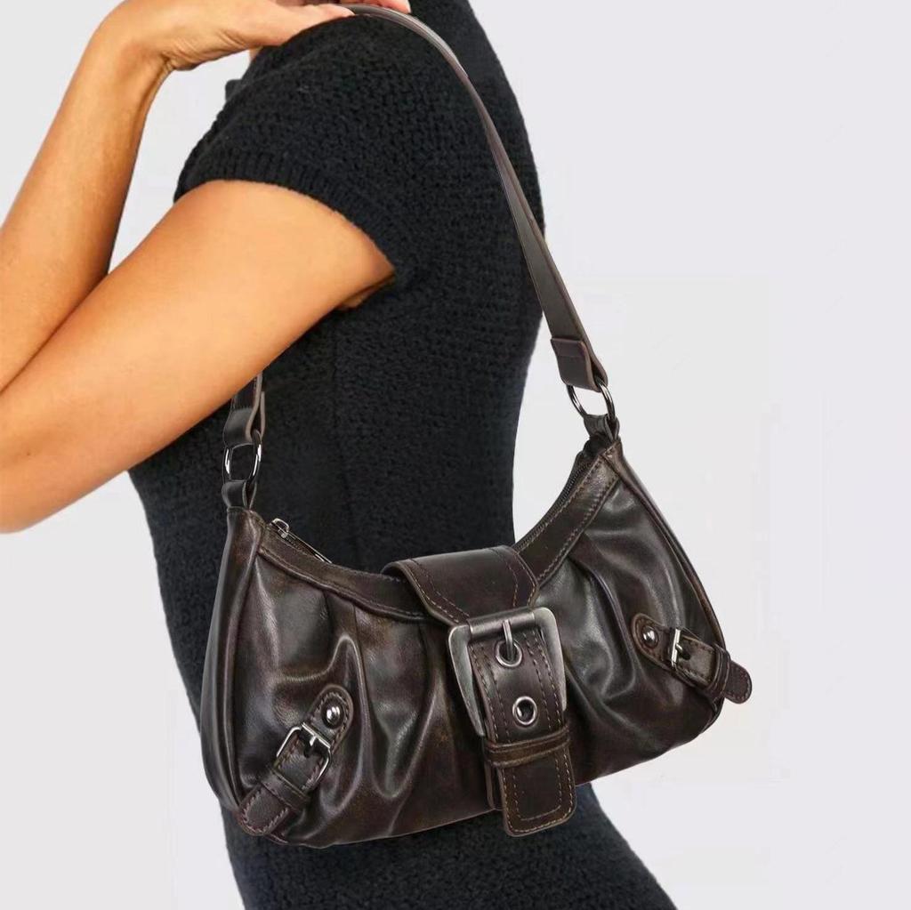 Maillard Retro Pleated Shoulder Bag - Trendy Wasteland Style for Women