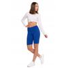 Moraj Damen Sport-Leggings Hoher Bund Kurz Gerippt Fitnessstudio-Hose Polyester Elasthan Blau L-XL