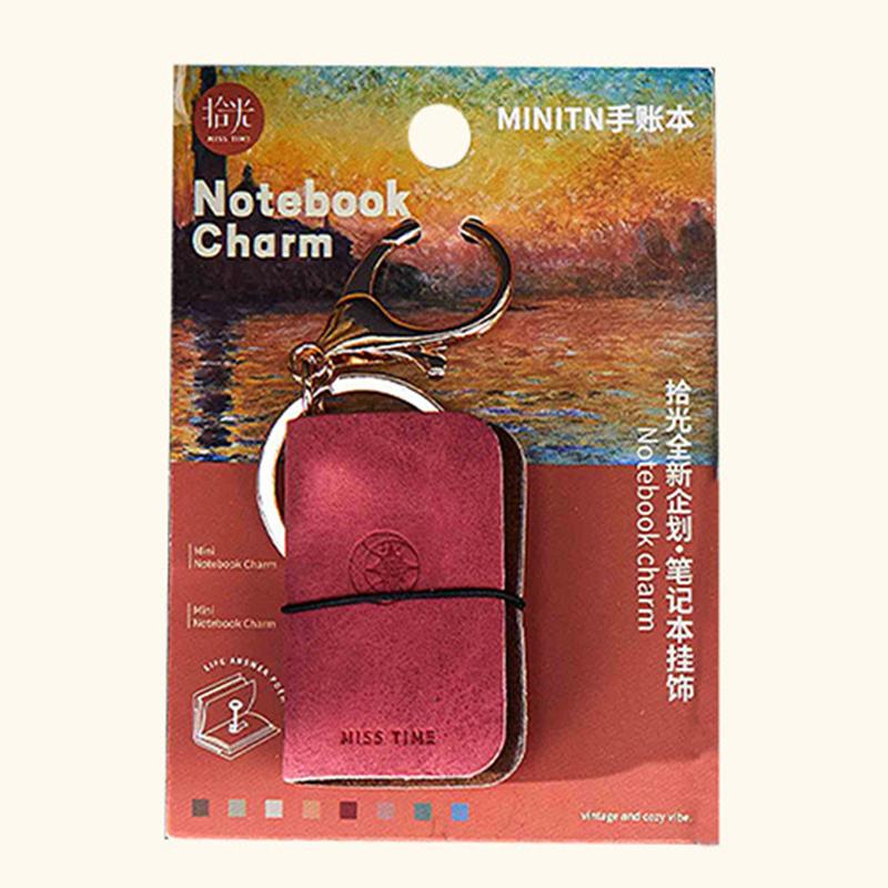 PU Nyckelring Mjukt Läder Mini Bärbar Dagbok Ryggsäcksberlock Anteckningsbok Litterär Stil Förvaringstillbehör