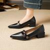 Coarse Heel Mary Jane Shoes Camellia Pointed Head Shallow Mouth High Heel Commuter Work Shoes Women