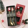 Christmas Spoon SetCute Father Christmas Doll Dessert Cutlery Two Sets for HolidayParty Home Kitchen Children Gift Cutlery Decor