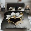 3pcs  Abstract Love Floral Design Print Pattern Bedding Set 1 Quilt Cover + 2 Pillowcases, No Core Retro Simple,
