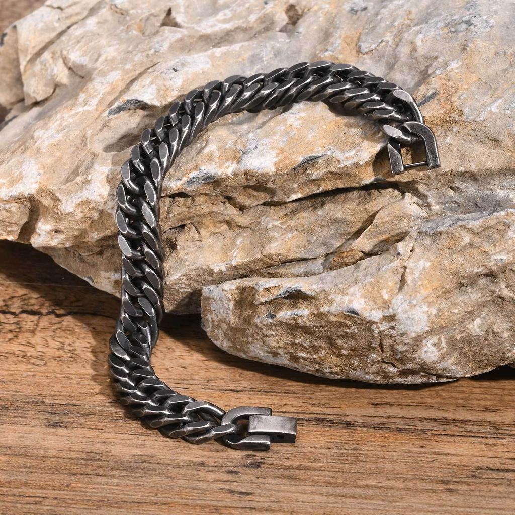 Stainless Steel Jewelry Thick Heavy Cuban Chain Men Bracelets Wristband For Dad Boyfriend Valentine's Day Gift