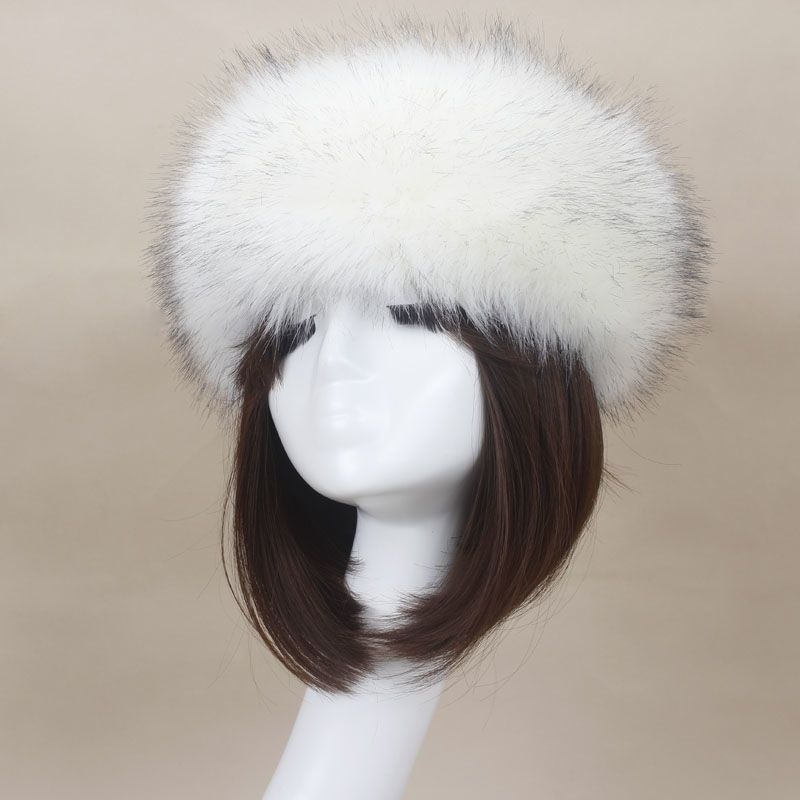 Women's Hat Faux Fox Fur Headband Hat Autumn and Winter Warm Headband Hat Plush Open Top Hat