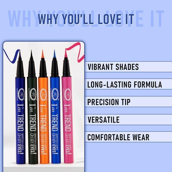 Fashion Colour I'm TREND SKETCH LINER ~ Oh My Eyes | Szybkoschnący | Długotrwały | Nierozmazujący się | Na dzień i na noc| (01 SAKURA RÓŻOWY, 0,7 ML)