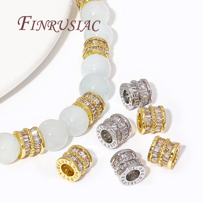 18K Gold Plated Zircon Crystal Bead Accessories For Bracelets,Round Spacer Bead,Separator For Beads,DIY Jewelry Making Supplies