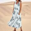 Women's Summer Casual Fashion Flower Printed Sleeveless  Pocket Dress