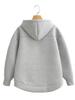Women's Loose Hooded Zipper Sweatshirt Jacket - Solid Color, Long Sleeve, Casual Fashion for Spring & Autumn