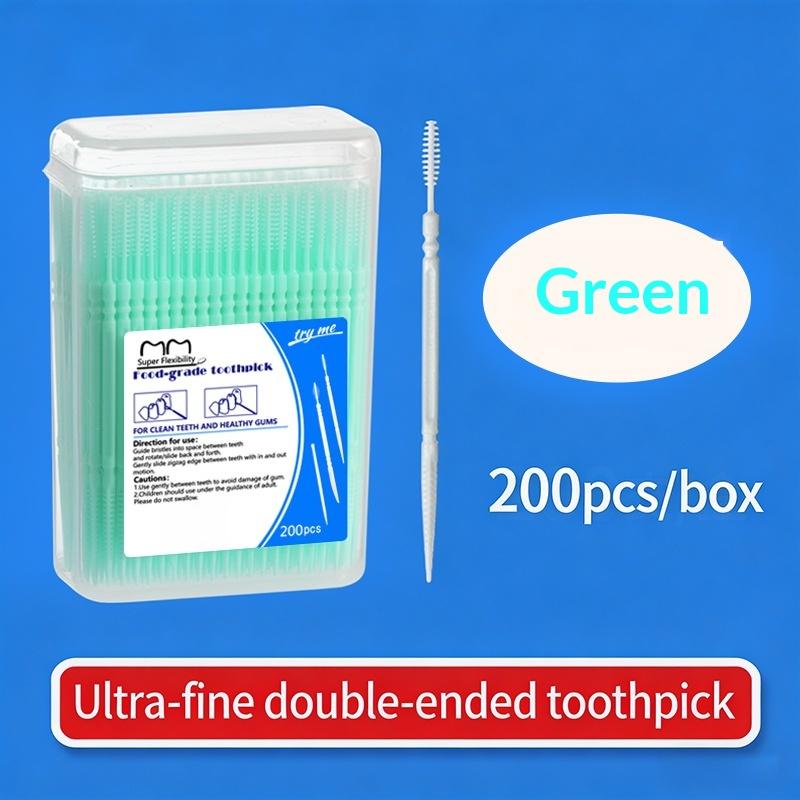 Toothpick Brush Disposable 200pcs Ultra-fine Family Oral Care Portable Tooth Cleaning Kit