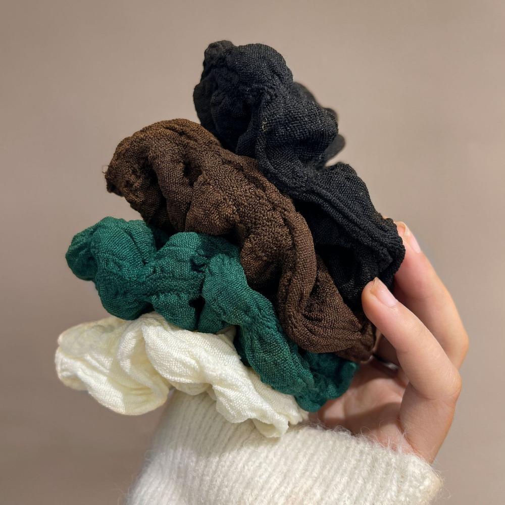 Sweet Korean Style Oversized Chiffon Scrunchies, Retro Fold Design Fashion Hair Accessory