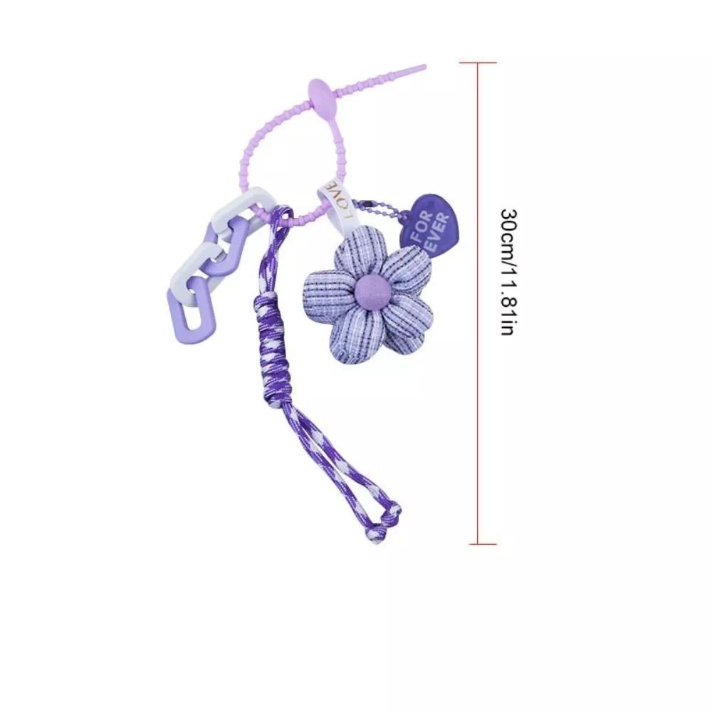 Fashion Fabric Flowers Bag Pendant Sweet Versatile Flower Keychain Pendant Heart Car Key Ring