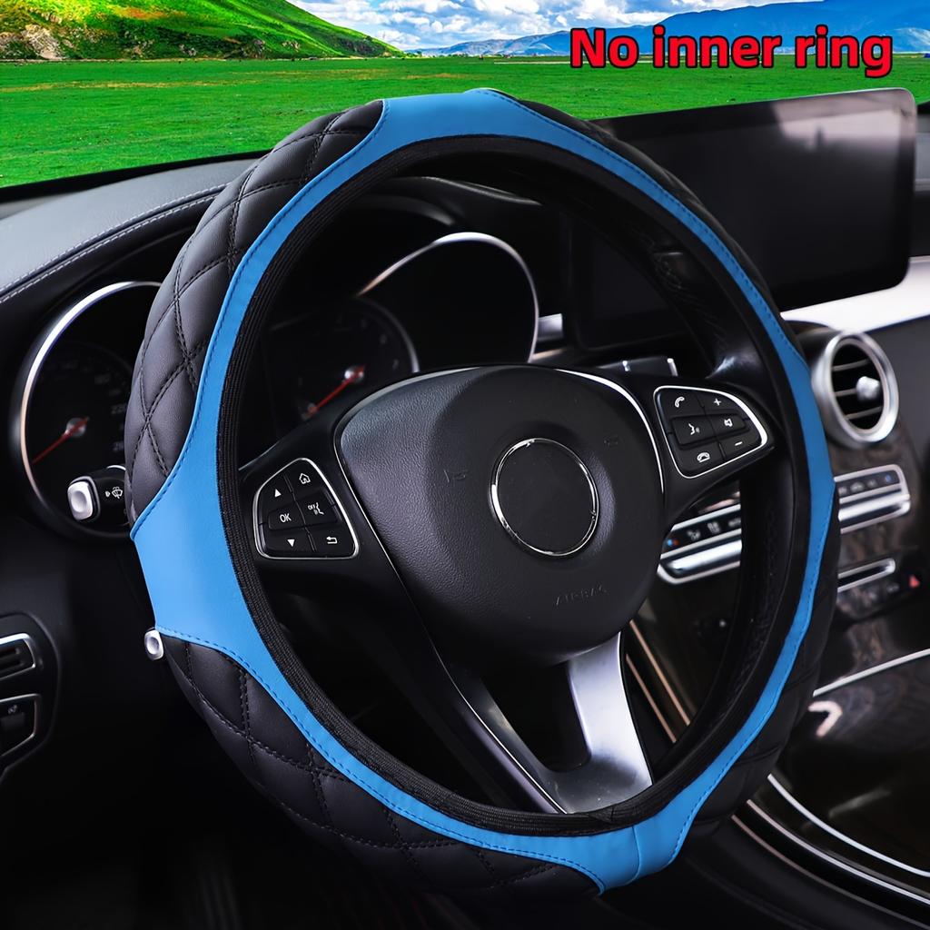 1pc Wear-resistant Comfortable PU Leather Three-dimensional Embroidery No Inner Ring Steering Wheel Cover For 36.83-38.1cm Steering Wheel For Women
