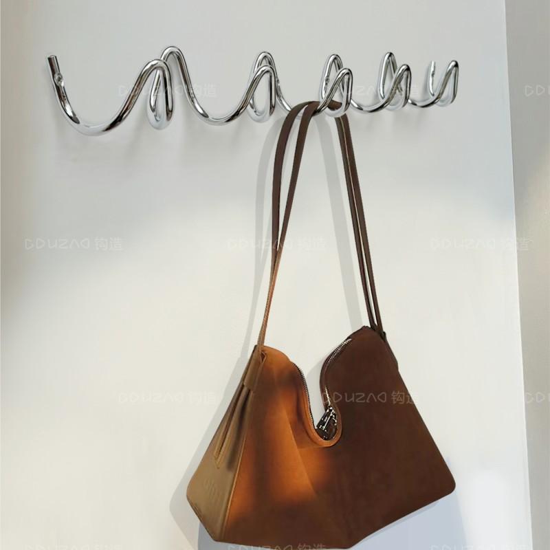 MOMO Minimalist Hooks Entry Bauhaus Coat Rack Wall Hanging Wall Behind Door Entryway Clothes Hat Hooks Electroplated Metal Hooks