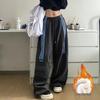Women's Retro High-Waist Cargo Sweatpants - Three-Stripe, Wide-Leg, Casual Sportswear for Spring & Autumn