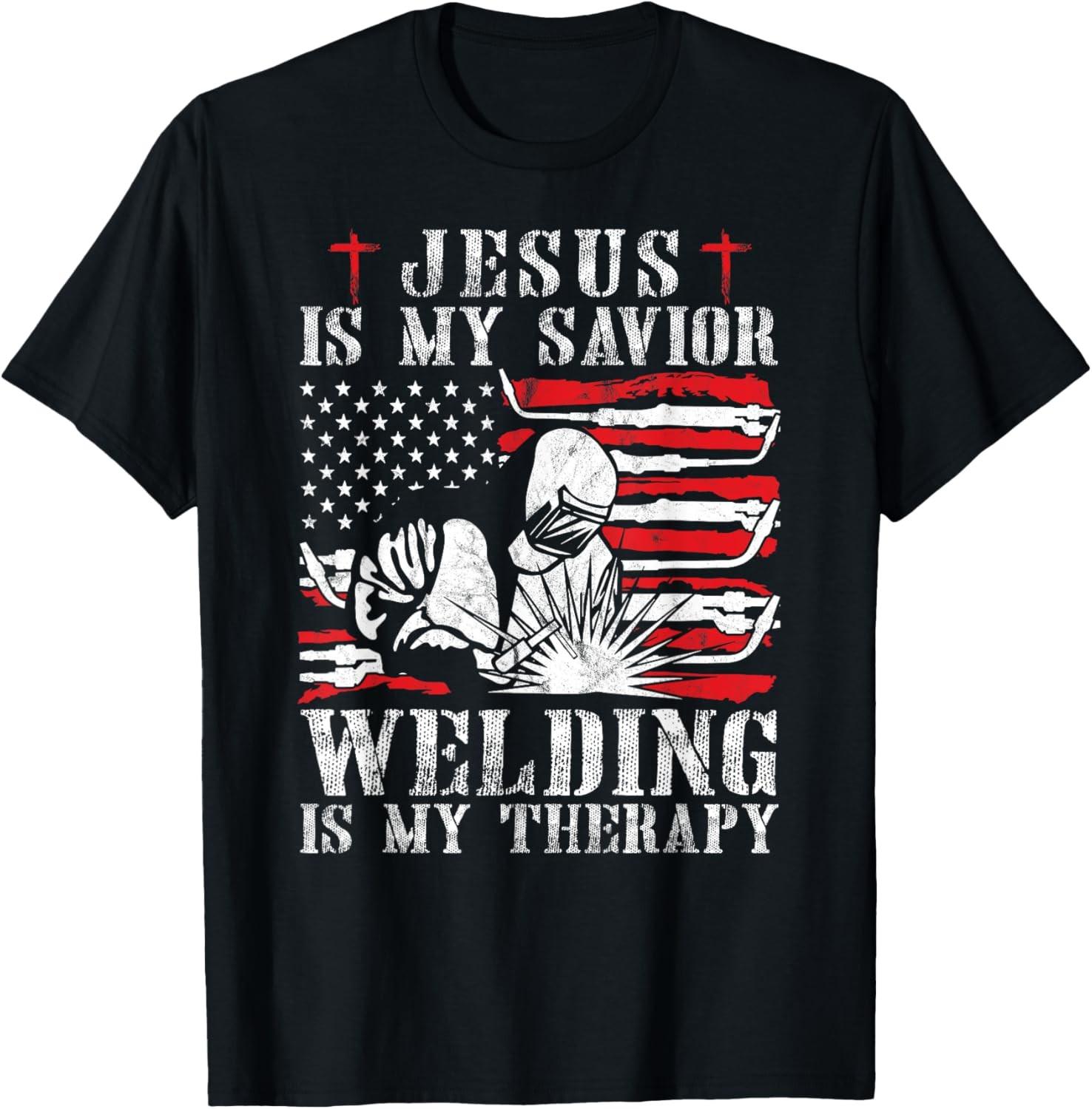 Jesus Is My Savior Welding Christian Weld American Flag T-Shirt XL