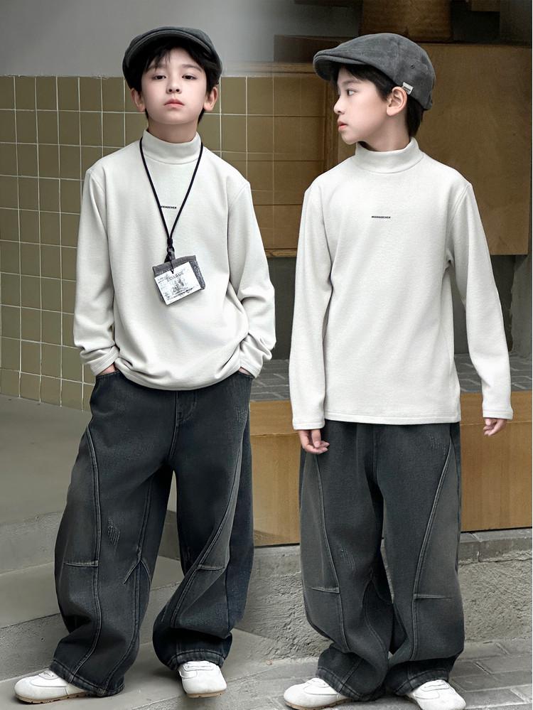 Suéter Quente e Grosso para Meninos - Moda Casual Outono/Inverno 2025 Gola Alta