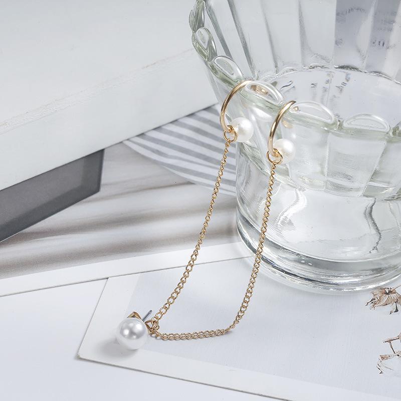 New Arrival 1Pair Punk Rock Chain Tassel Dangle Ear Cuff Wrap Earring Gold Color Earrings In Jewelry