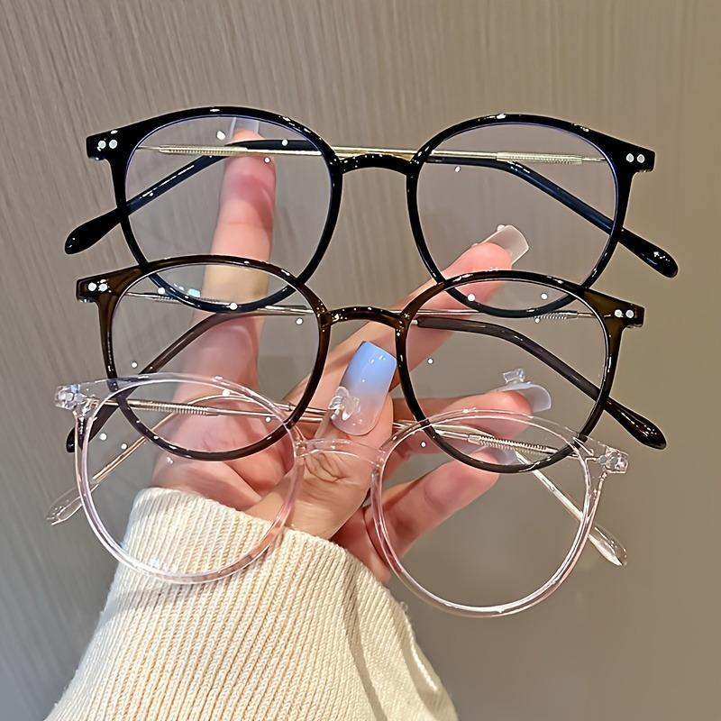 3 Pairs of Anti-Blue Light Reading Glasses Retro Oval Style UV Filtering, High-Definition Lenses+1.0~+4.0