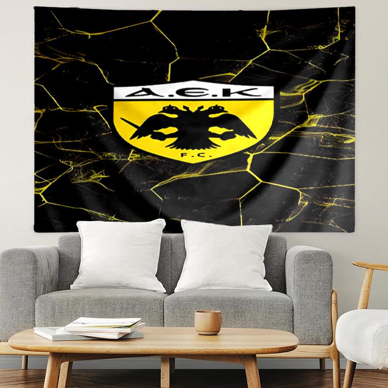 AEK Athens FC Print Tapestry, Lightweight Wall Hanging, for Bedroom, Dorm, Living Room, Home Art Decor, Birthday Christmas Gift for Friends