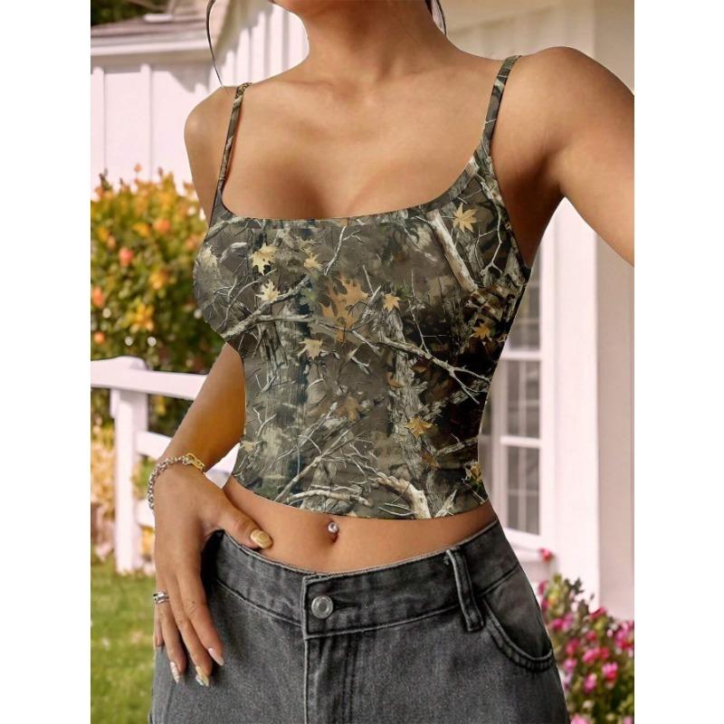 Women's Tank Bustier Printed Tops Summer New Suspenders Printed Navel Short Sleeveless Temperament Tank Tops