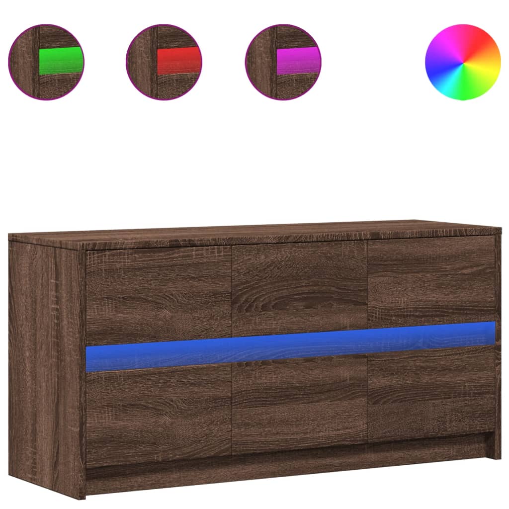 TV Cabinet with LED Lighting Brown Oak Effect 100 x 34 x 50 cm