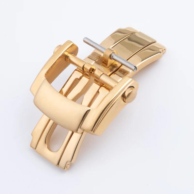 Universal Strainless Fold Buckle For Patek Strap Philippe Leather Rubber Watch Band Clasp For Nautilus Butterfly Buckle 18mm