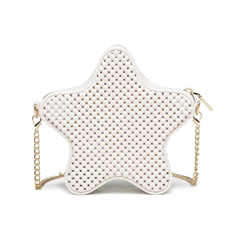 Fashion Jelly Bags Female Shoulder Bags New Versatile PVC Flash Five Pointed Star Chain Bags Leisure Square Bag Crossbody Bags