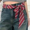 Adjustable Red Stripe Design Tie Belt Unisex Waist Accessory Necktie Style Belt Fashion Accessory