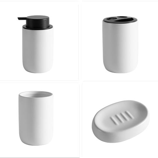 Bathroom Set Ceramic Mouthwash Cup Hand Sanitizer Bottle Toothbrush Rack Soap Dish Four-piece Bathroom Set Receive Bottle Home