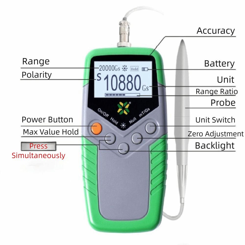 Magnetic Field Intensity Testing Digital Meter Portable Design Magnetic Flux Meter Quality Control