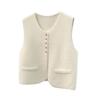 Round Neck Knitted Vest Loose Waistcoat Elegant Sweater Vest Top