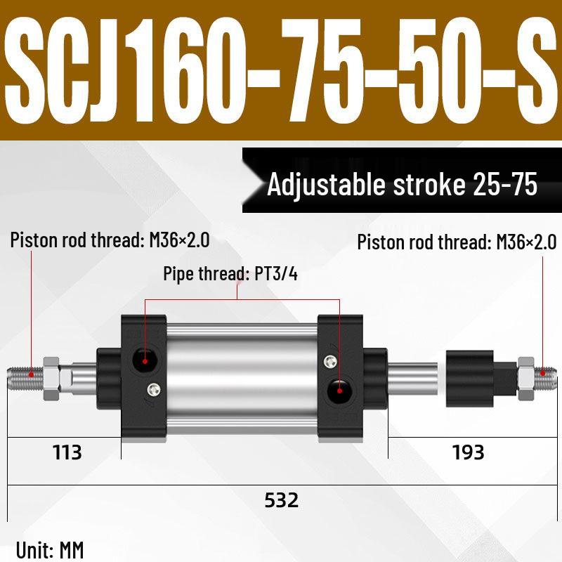 SCJ Adjustable Stroke High Thrust Pneumatic Cylinder SCJ32-160