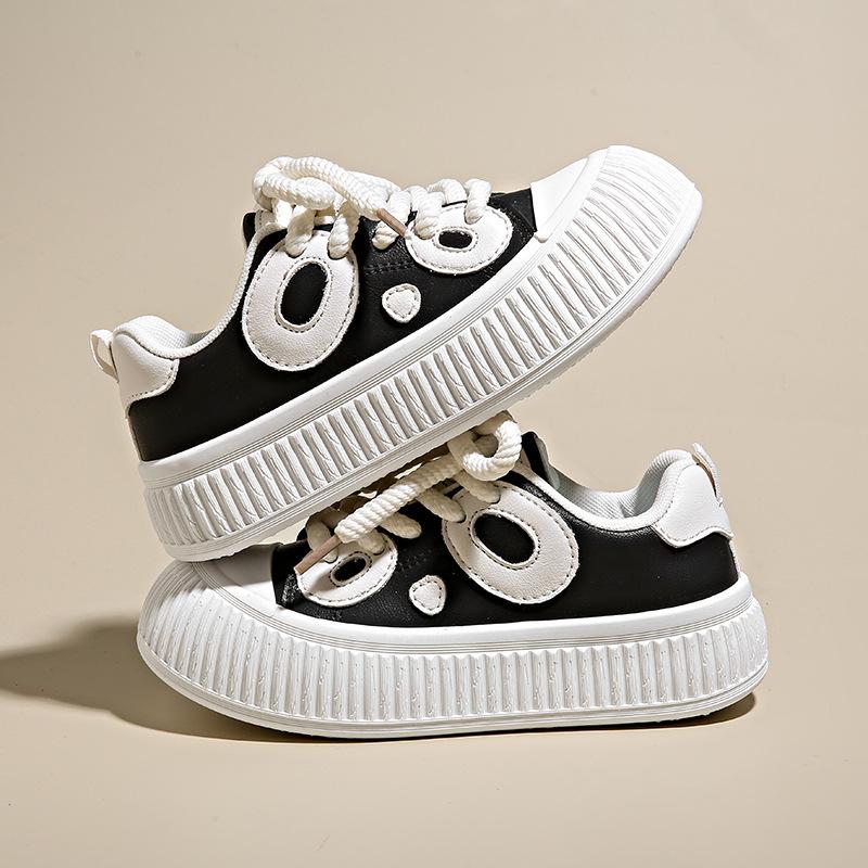 

Весенние новые туфли-маффины с пандой, универсальные повседневные туфли на платформе, студенческие повседневные туфли на доске, прямая трансляция Т 40 чёрный