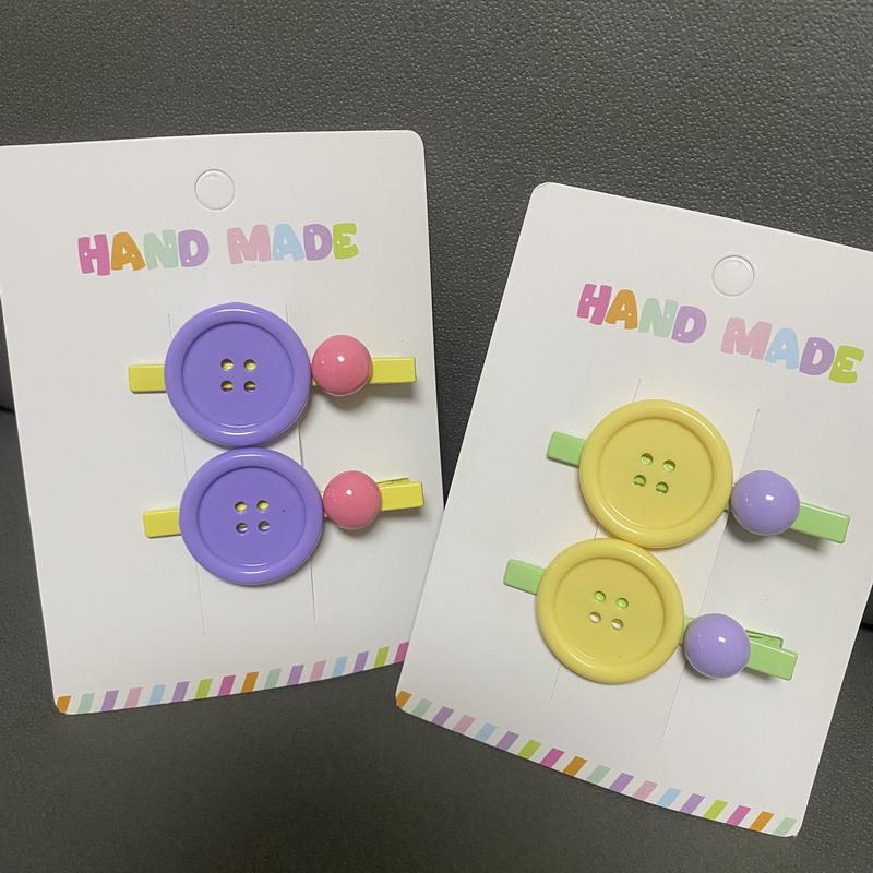 2pcs Cute Button hairclips For Baby Girls  Candy Color Ball Hair Clip Kids Kawaii Hairpins Children Barrettes Bobby Pins Gift