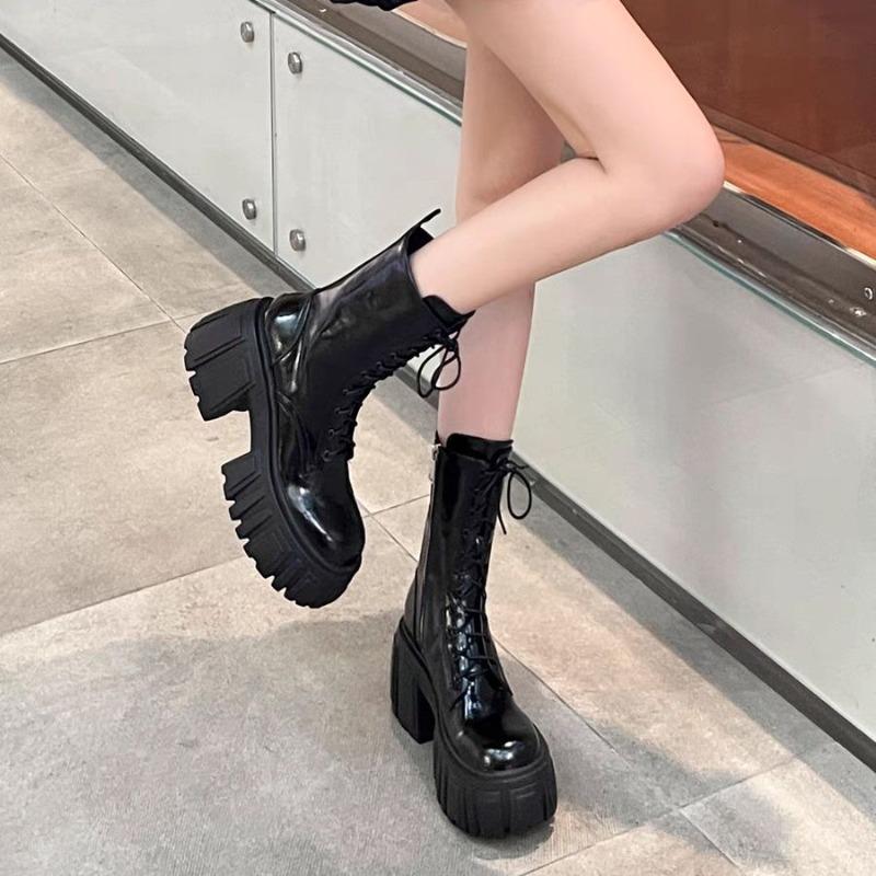 

Boots, Women s Shoes, Mid-calf Shoes, Height-increasing New Thick-soled Boots, Ankle Boots 34