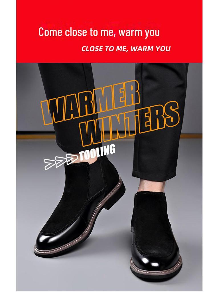 Men's Trendy Velvet-Lined Martin Chelsea Boots for Autumn/Winter