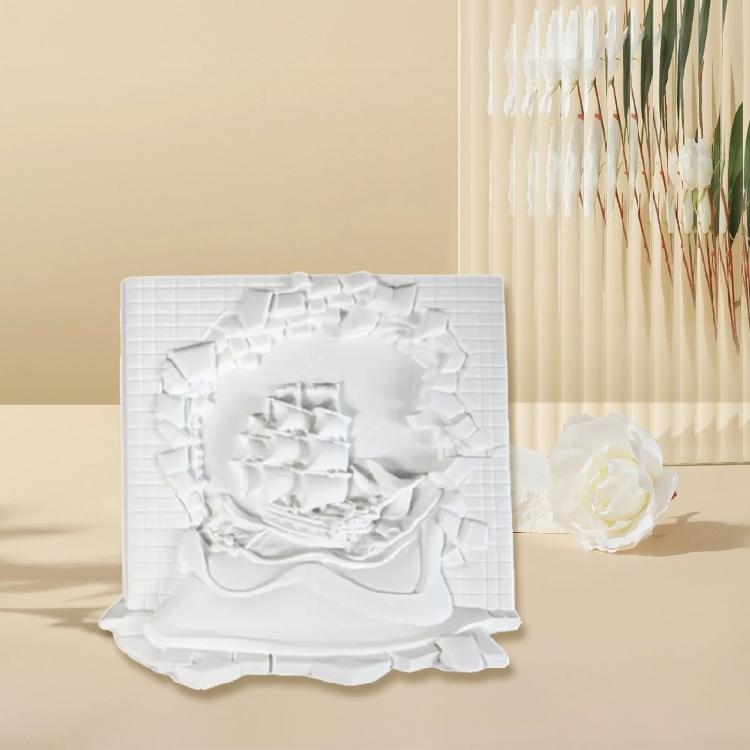 Wall Decors Resin Mold,Wall Art Silicone Mold for Epoxy Resin Casting,Wall Mount Decors Broken Wall Sailboats Resin Molds