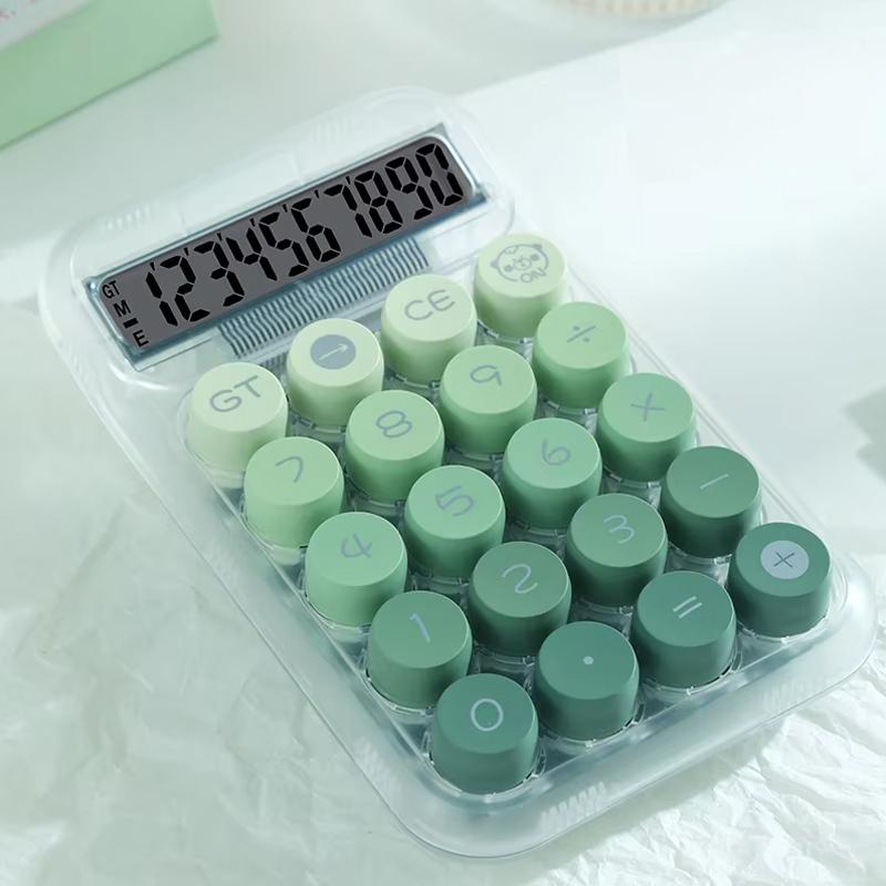 Transparent Gradient Large Button Calculator, Large Screen Electronic 10 Digit, Suitable for Student Business Use